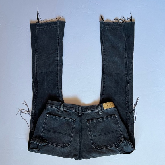 MNML Black Distressed Flare Jeans - Picture 1 of 7